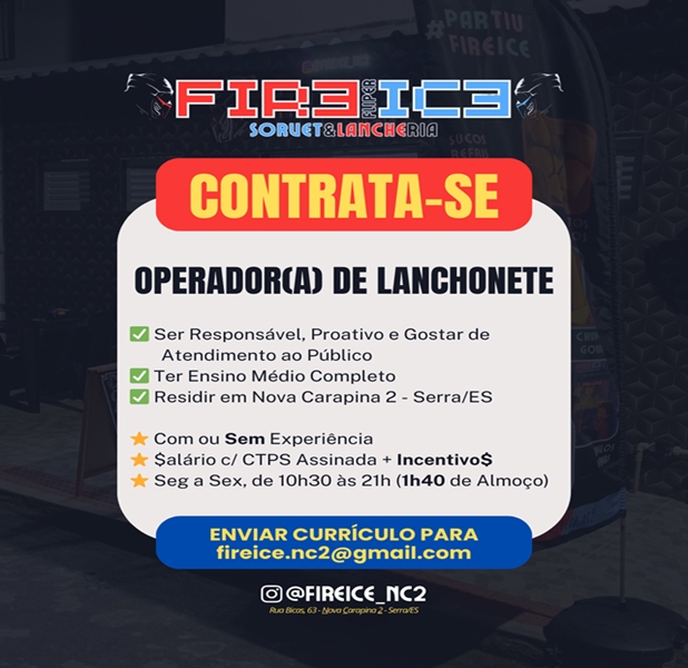 Vaga de Emprego na FIREICE em Nova Carapina II